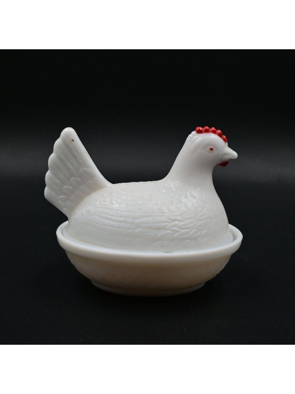 Hen on Nest White Milk Covered Chicken Candy Dish Vintage